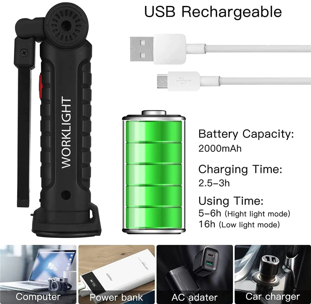 Rechargeable magnetic LED work light